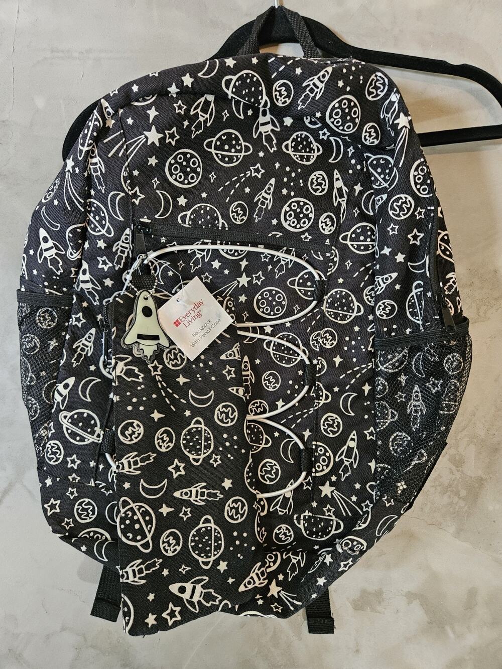 Kids Backpack New w/ Pencil Case, Black Space Glow In The Dark